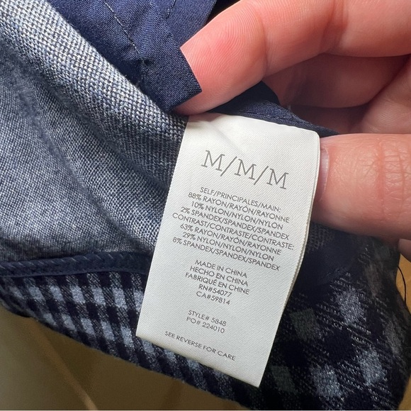 CABI | checkup blazer navy white plaid gold buttons unlined sz MEDIUM - Picture 9 of 13